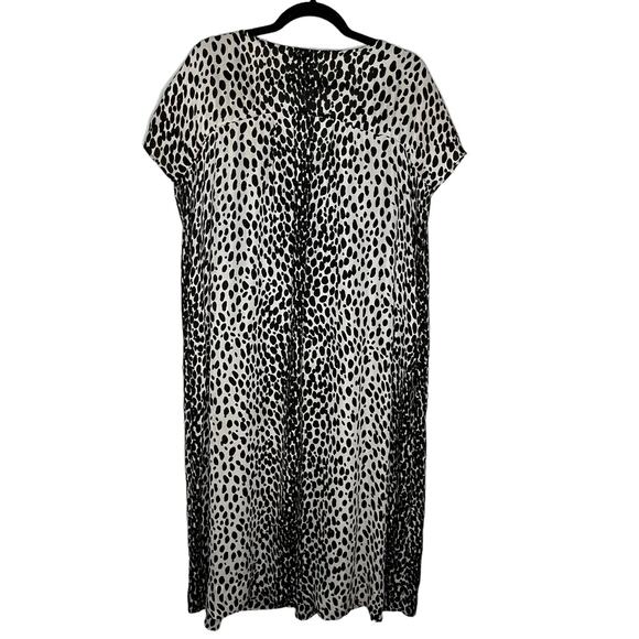 Talbots Woman Midi Dress 22 Shift Chiffon Leopard Print VNeck Slip Lining Brown - Picture 5 of 8